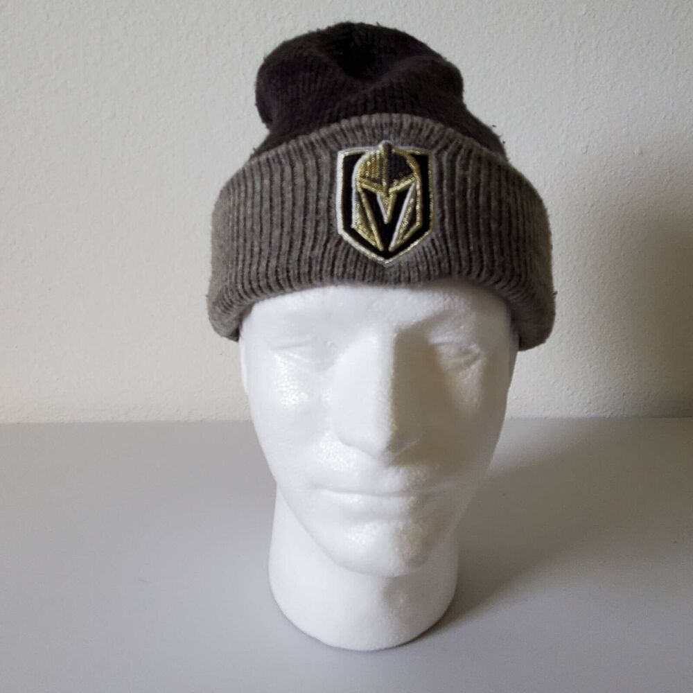 Las Vegas Golden Knights Mens Fan Favorite Beanie Hat Gray Black Embroidered OS